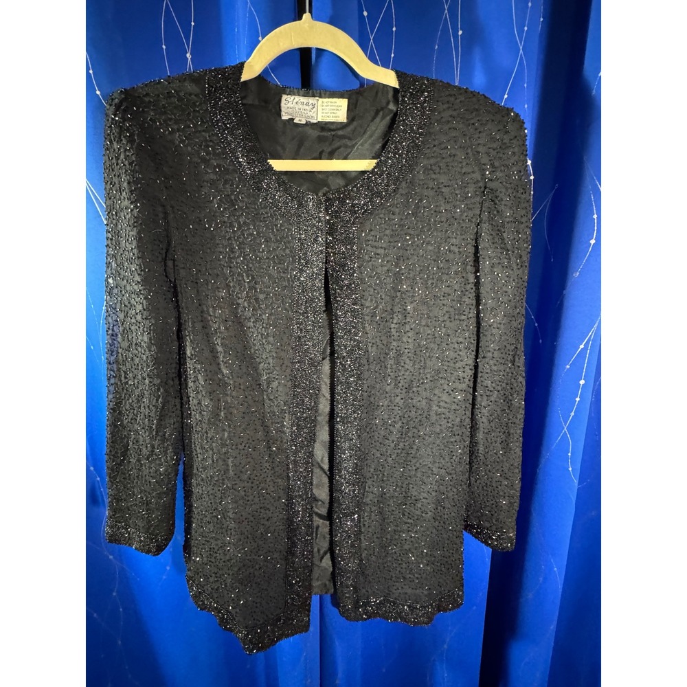 Stenay Beaded Black Jacket Blazer‎ Cardigan Embellished Evening Formal Size S